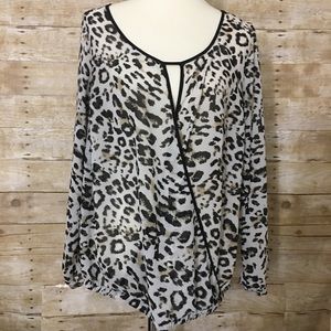 TORRID size 1 cheetah print sheer wrap blouse